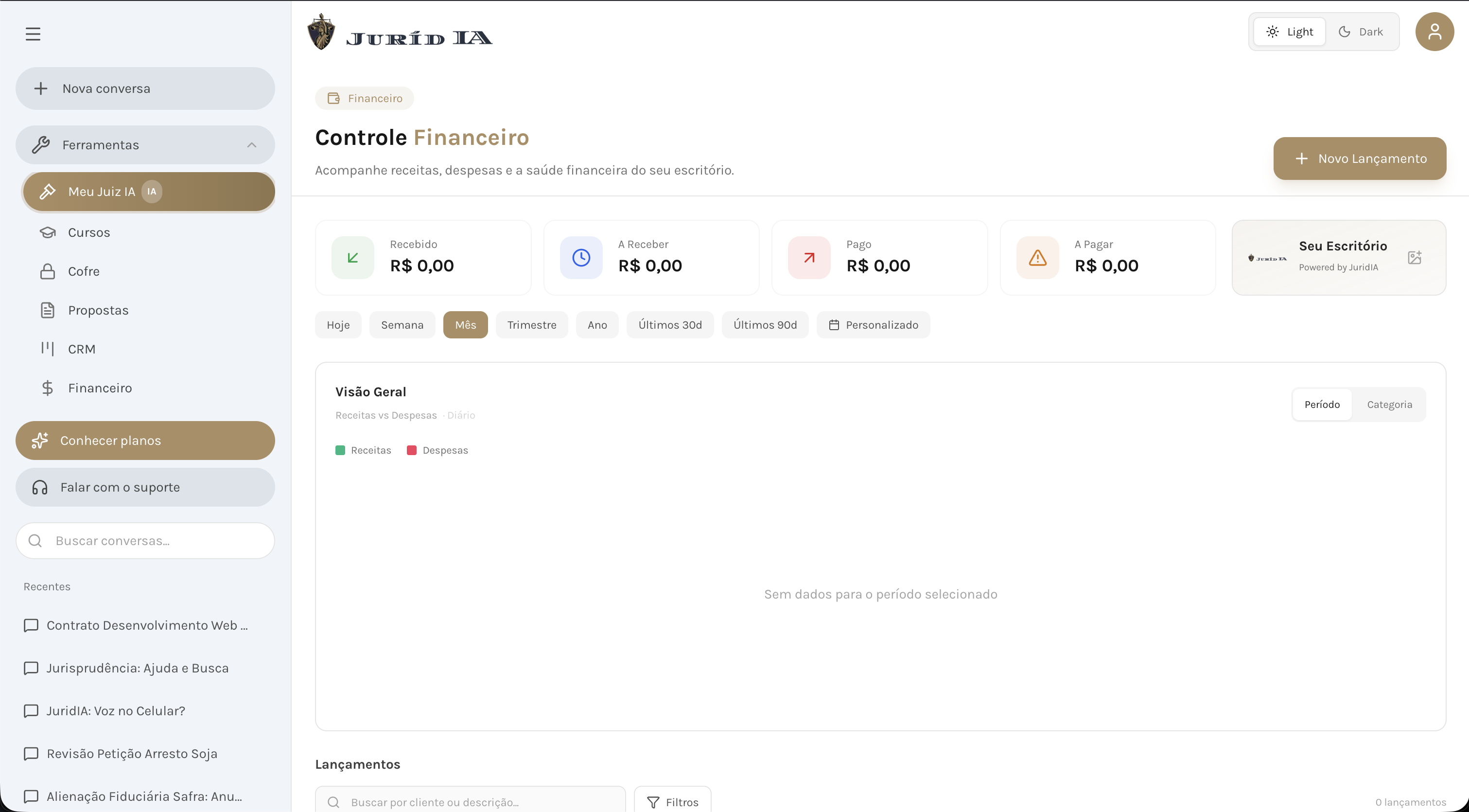 O escritório que parou de perder prazo. — Controle financeiro